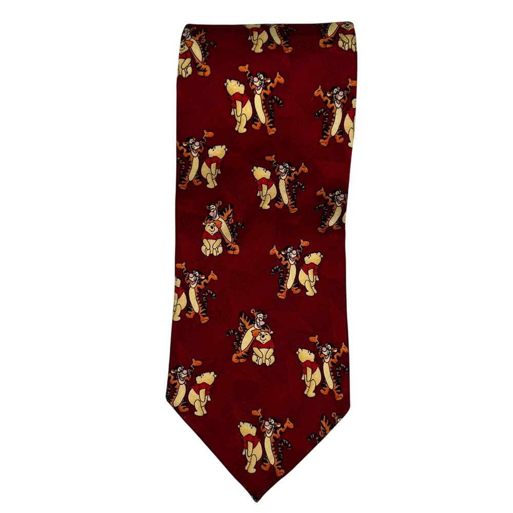 VTG Disney Pooh 100 Acre Collection Silk Tie Red Winnie the Pooh Tigger MBP Corp